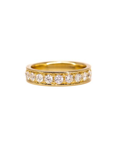 Memoryring mit Brillanten aus 18 Karat Gelbgold Steine um den ganzen Ring gefasst