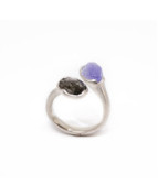 Ring mit Tansanit und Turmalin-Nadelquarz aus 925 Silber