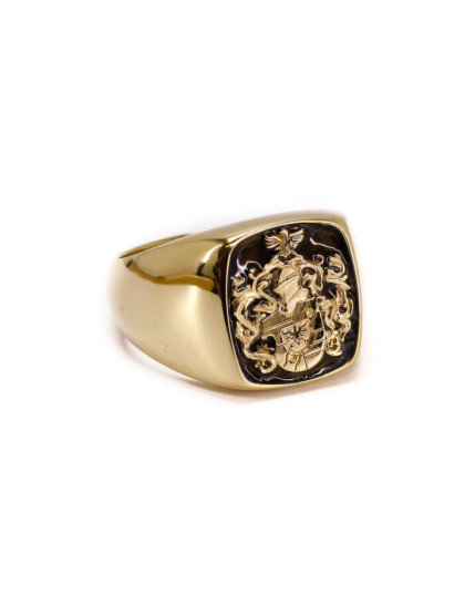 Ring mit graviertem Wappen aus 18 Karat Gelbgold