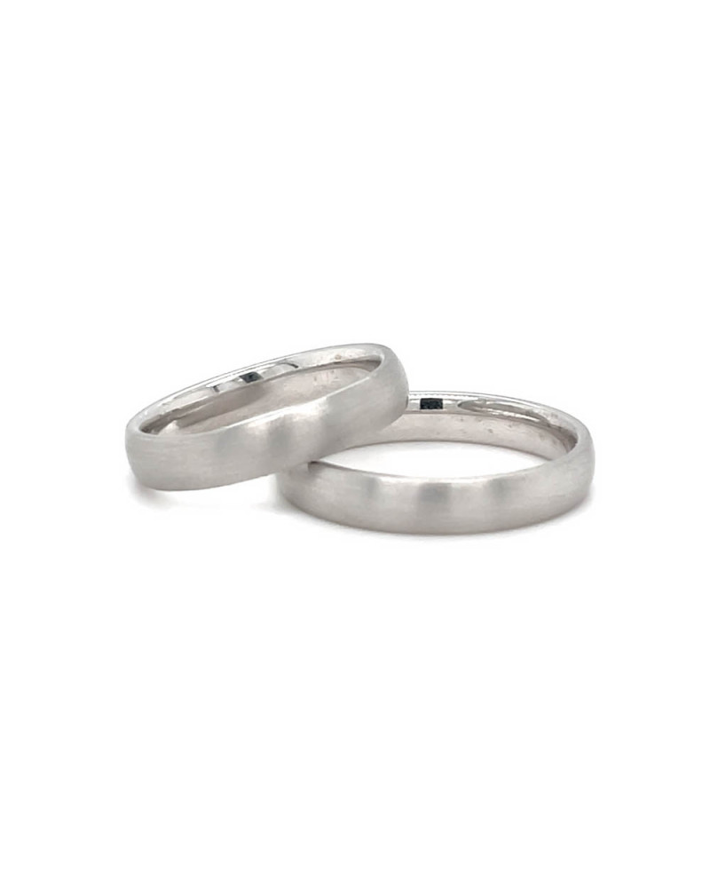 Trauringpaar  Weißgold 4mm breit aus 14 Karat Graugold