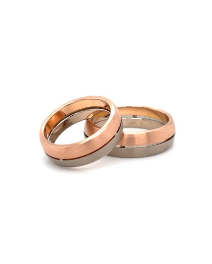 Trauringpaar "together for ever" aus 585 Rotgold und Weißgold