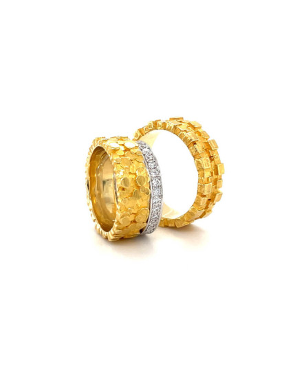 Trauringpaar „Tonne & Kubus“ aus 750 Gelbgold