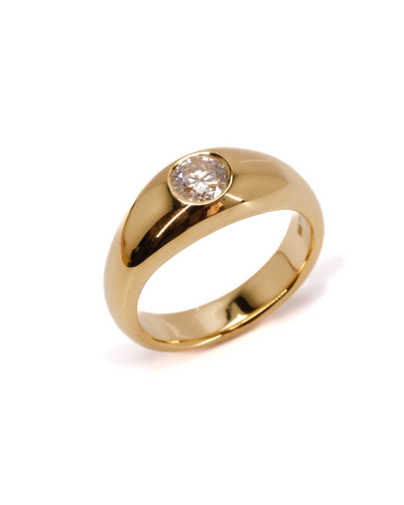 Ring Solitär  mit Brillant aus 18 Karat Gelbgold