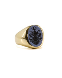 Wappenring mit Lagenonyx aus 14 Karat Gelbgold