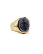 Wappenring mit Lagenonyx aus 14 Karat Gelbgold