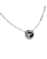 Collier mit Diamant Salt-Pepper Rosenschliff Paperclip-Kette aus 18 Karat Weißgold rhodiniert