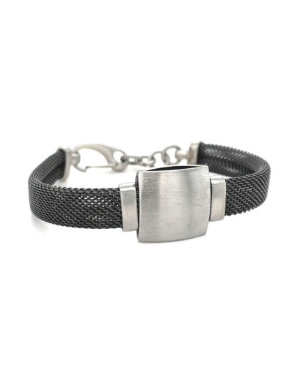Armschmuck aus schwarzem Edelstahl und blanken Edelstahl
