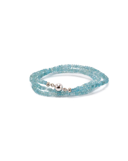 Flexibler Armschmuck mit Apatit und Magnetschließe aus 14 Karat Weißgold
