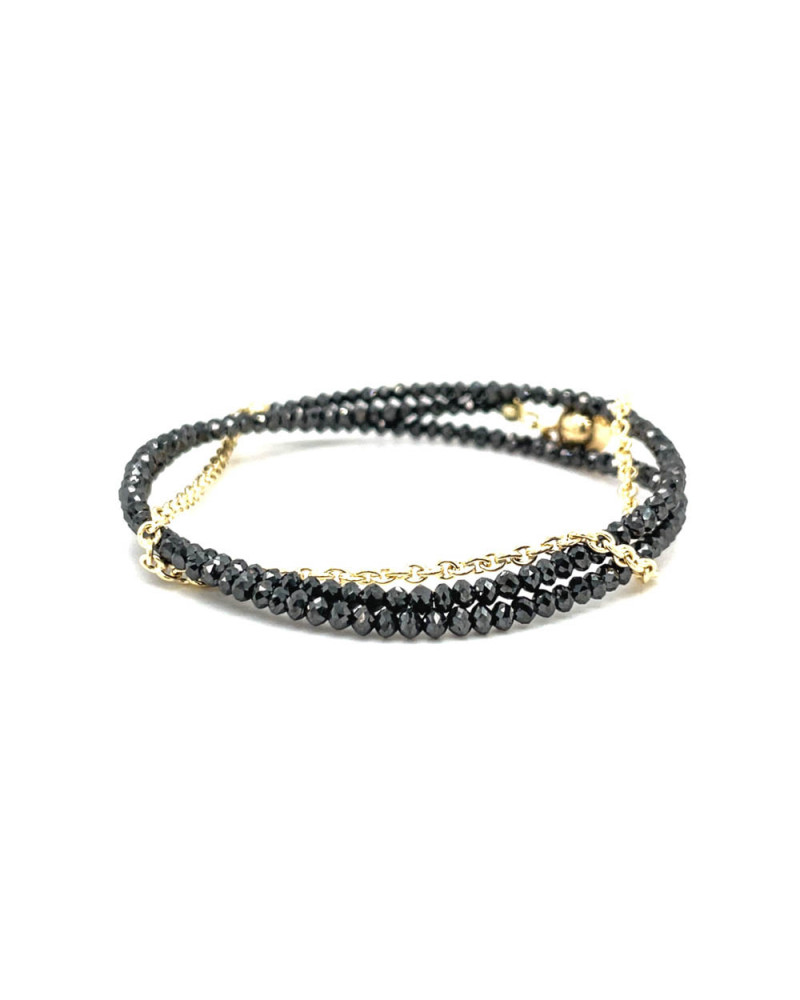 Flexibler Armschmuck mit Diamant 3mmØ und Magnetschließe aus 14 Karat Gelbgold