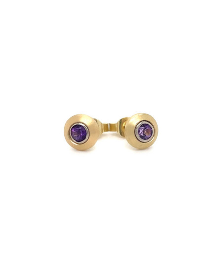 Ohrstecker mit facettiertem Amethyst aus 14 Karat Gelbgold