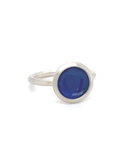 Ring mit blauem Email aus 925 Silber