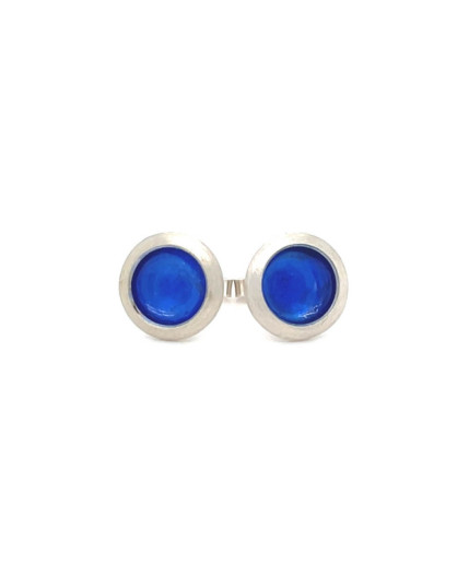 Ohrstecker mit blauem Email aus 925 Silber
