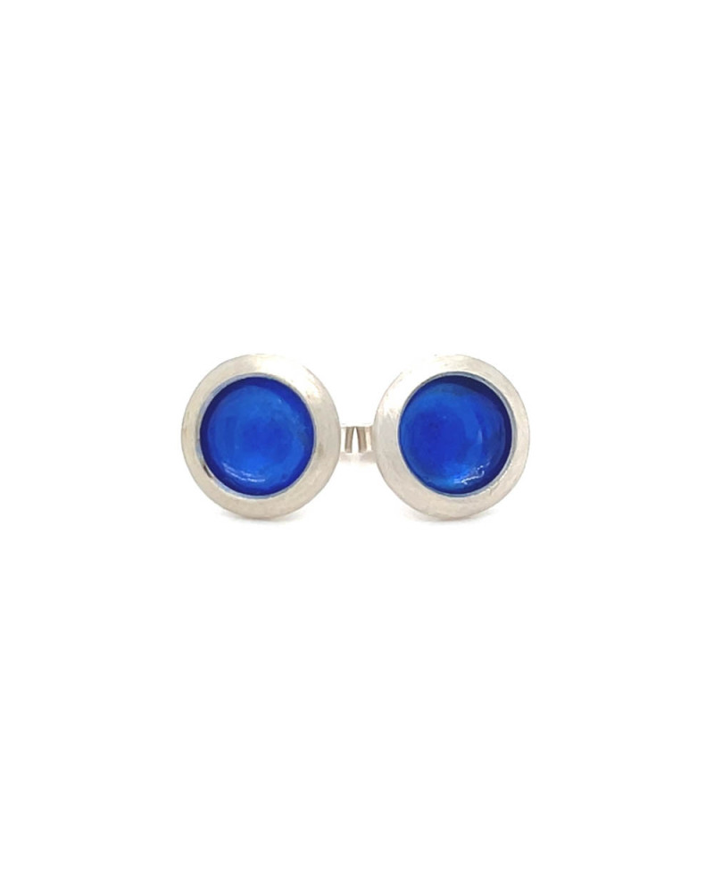 Ohrstecker mit blauem Email aus 925 Silber